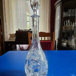 Heavy Crystal Pinwheel Decanter & Stopper 16" H